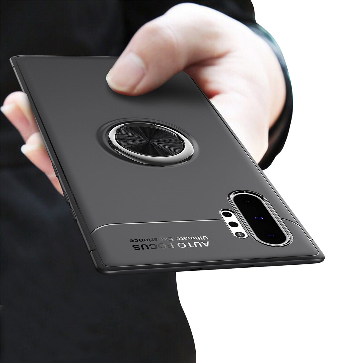 for Samsung Note10+ Note10 Plus Pro Case [Metal Ring Buckle] Soft TPU Case Back Cover Shell, with 360° Rotating Ring Holder Kickstand, Can work with Car Mount
