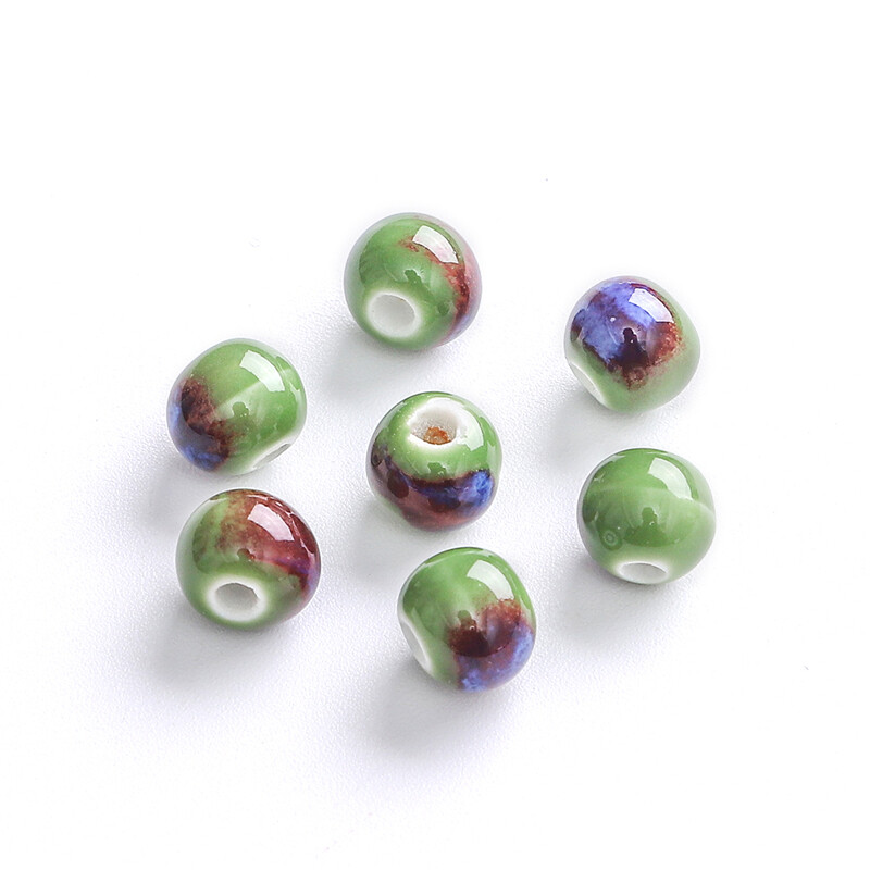 20pcs/Bag 8mm High Quality Unique Delicate Handmade Chinese Ceramic Porcelain Round Loose Beads Charm for Earring Necklace Bracelet DIY Jewerlry Craft Making Accessories