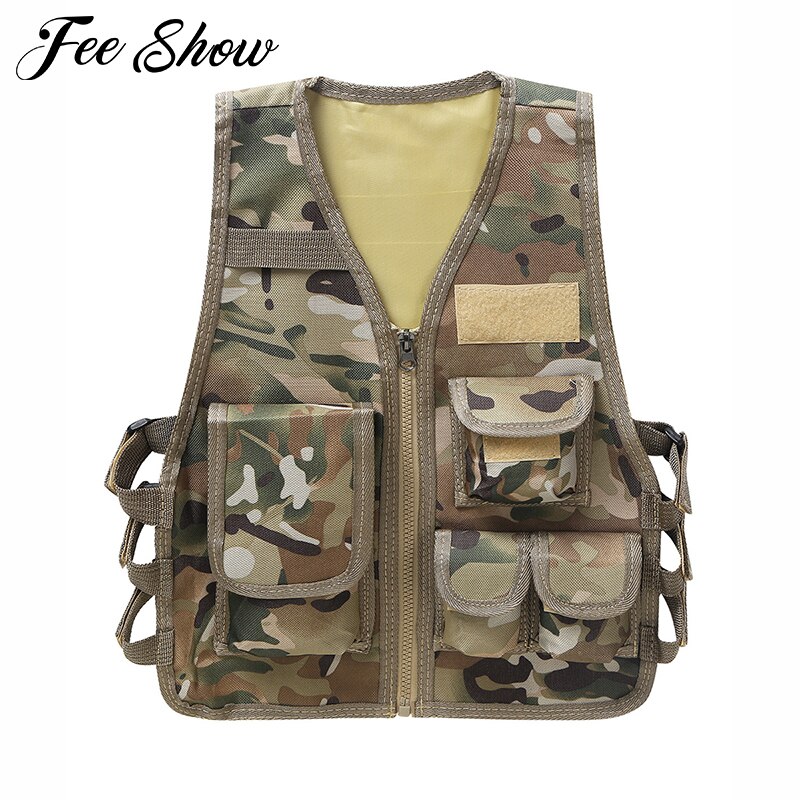 Children Camouflage Sniper Vest Hunting Clothes Kids Boy Girl Woodland Ghillie Suit Army Uniform Jungle Combat Clothing