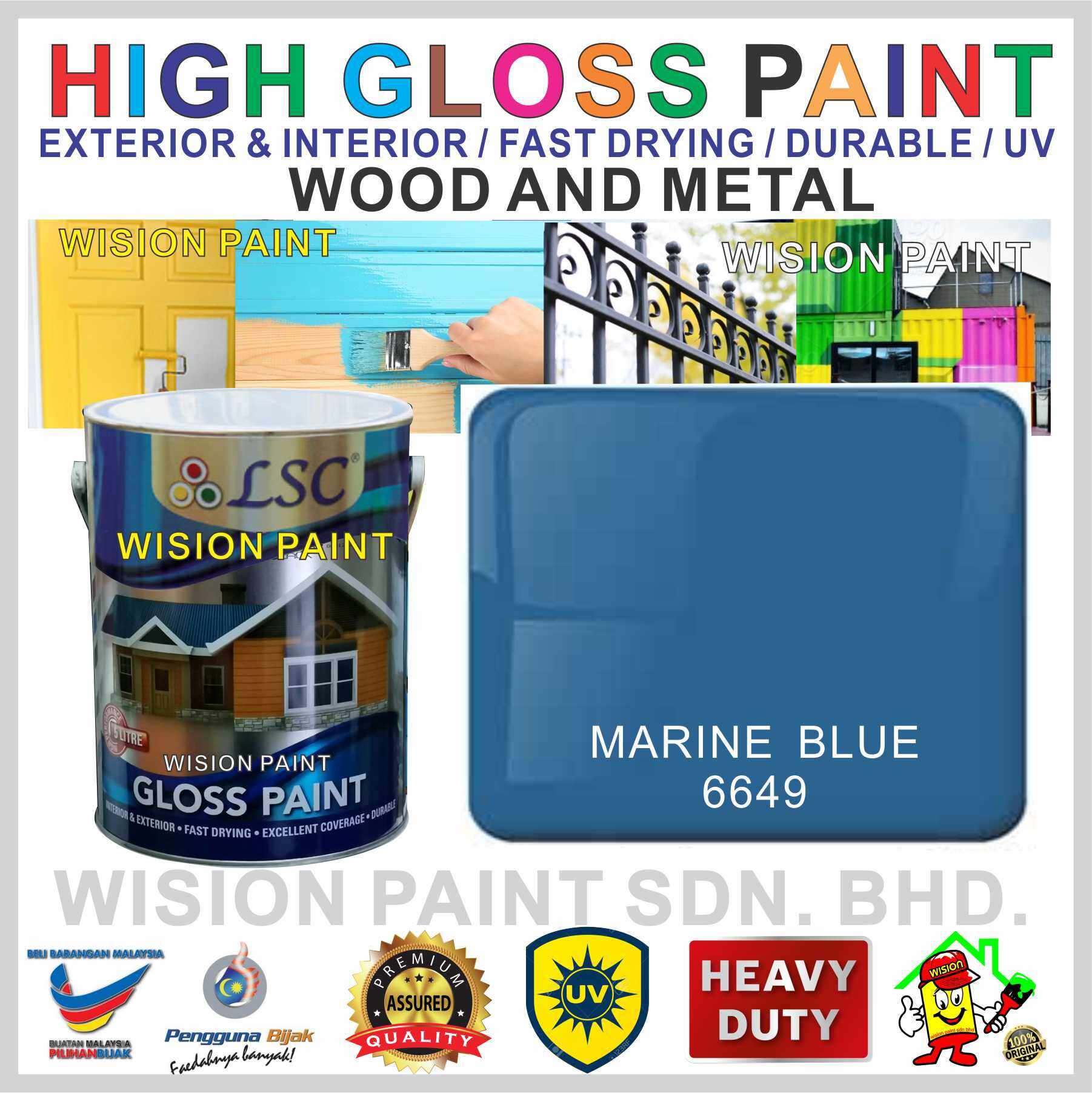 6649 MARINE BLUE ( 1 Liter or 5 Liter ) LSC High Gloss Paint For Wood And Metal 1L / 5L Lazada