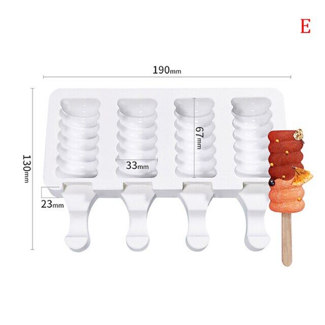 1pc Silicone Ice Cream Mould Ice Cube Tray Popsicle Barrel Diy Mold Dessert Ice Cream Mold With Popsicle Stick