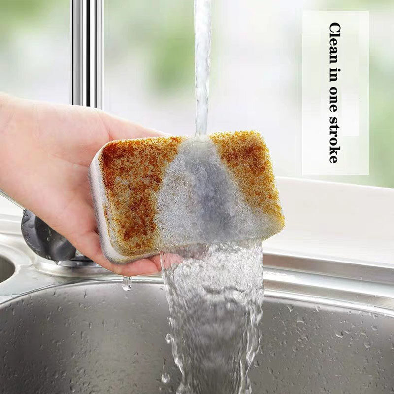 Polocat 5pc / set Double Side Sponge Scrub Pot Dishwashing Magic Mop Kitchen Household Cleaning Three Layer Sponge Scrubbing Pad#1