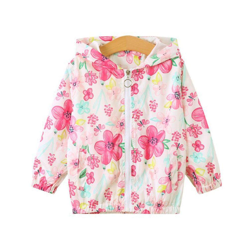 เด็กหญิงเคส Samsung Floral พิมพ์ Hooded Zipper ข้อมือยืดหยุ่น Coat