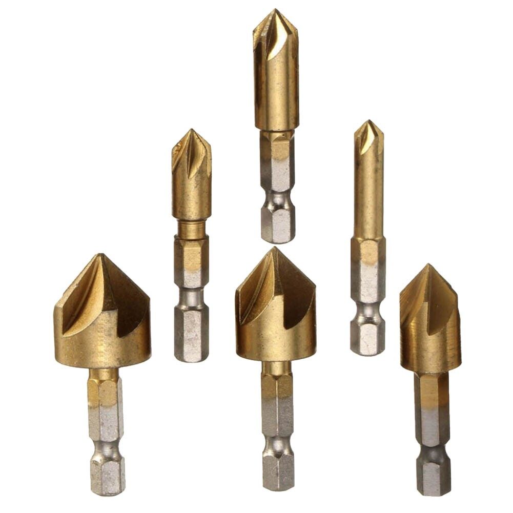 Toolstar 5 Flute 90 Degree Countersink Drill Bit Woodworking Hole Opener Countersink Drill Chamfering Tool