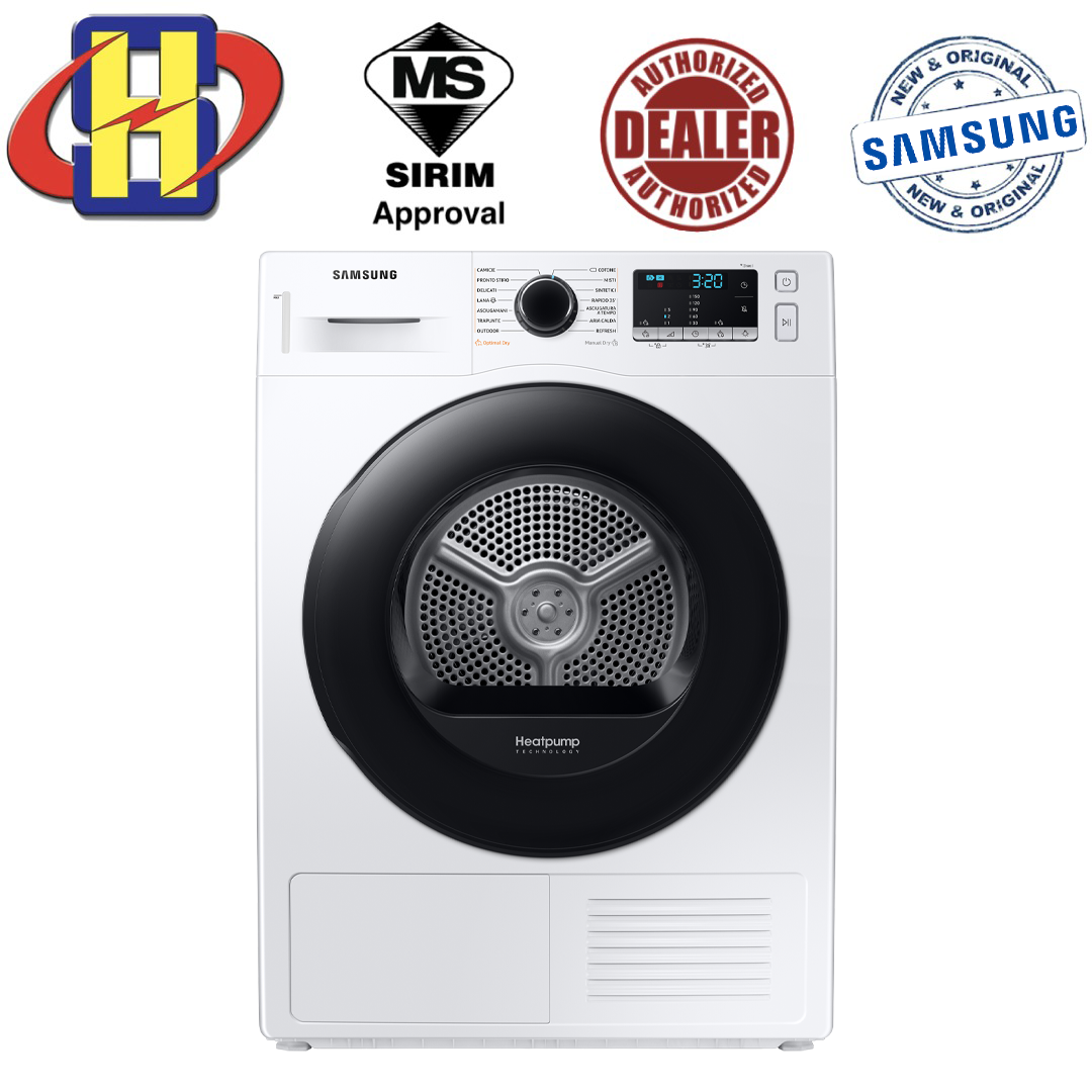 Delivery By Seller Only Klang Valley]Samsung Dryer Heat Pump Dryer 8kg  Crystal EcoDry Dryer DV80TA220AE/FQ | Lazada