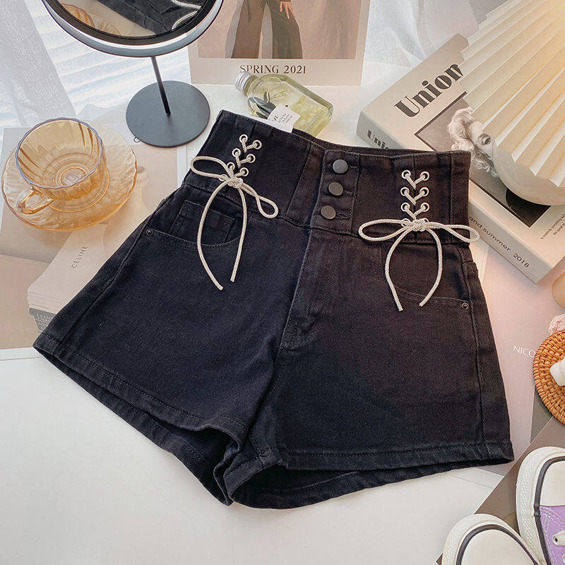 Free Delivery of Women's Denim Shorts Korean Version with High Waistband, Slim Fit and Versatile Personality Wide Leg Pants