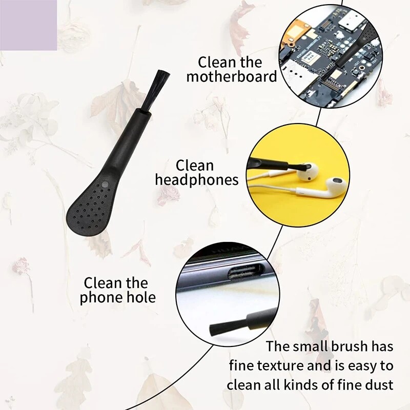 5pcs Bàn phím phổ thông PC Bộ bàn chải vệ sinh máy tính Cọ phủi sạch bụi chống tĩnh cho Bluetooth Tai nghe nhét tai không dây máy tính xách tay điện thoại vệ sinh trong gia đình công cụ