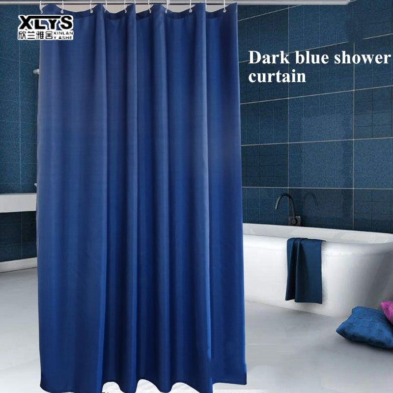 XINLANYASHE shower curtain window curtain Finished curtains, eyelet curtains Waterproof Thick Polyester Plain Shower Curtain Suitable For Hotel Dark Blue Shower Curtain