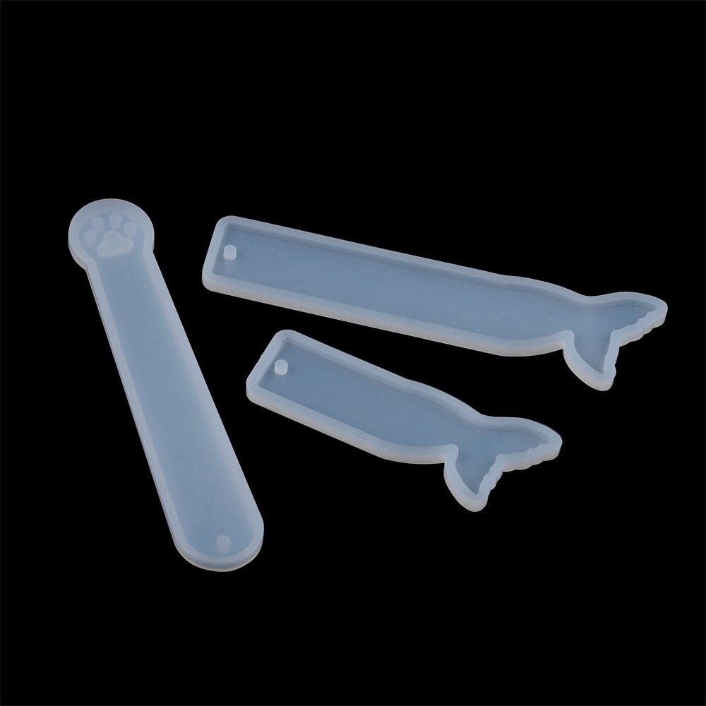 1pcs Rectangle Bookmark Silicone Mold Fish Tail Shape Bookmark Casting Mould for DIY Epoxy Resin Craft Jewelry Making Supplies