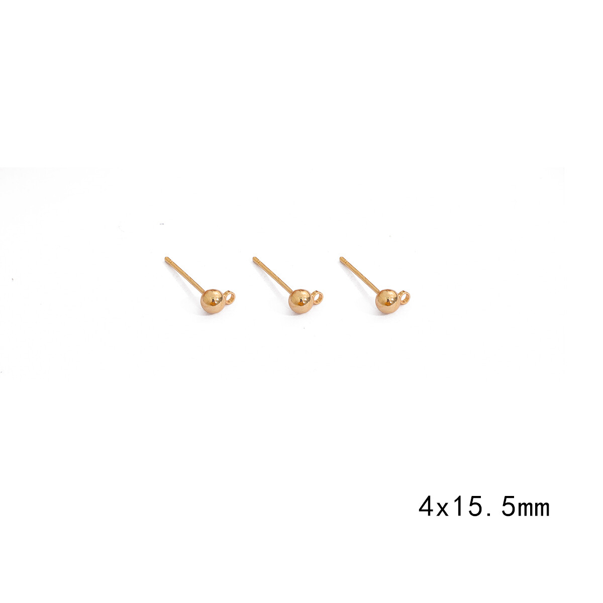 10pcs/Bag 3/4/5mm Copper with 18K Gold Plated Stud Earrings Back Plug Ear Pins Ball Needles For DIY Jewelry Making Accessories (925 silver needle)