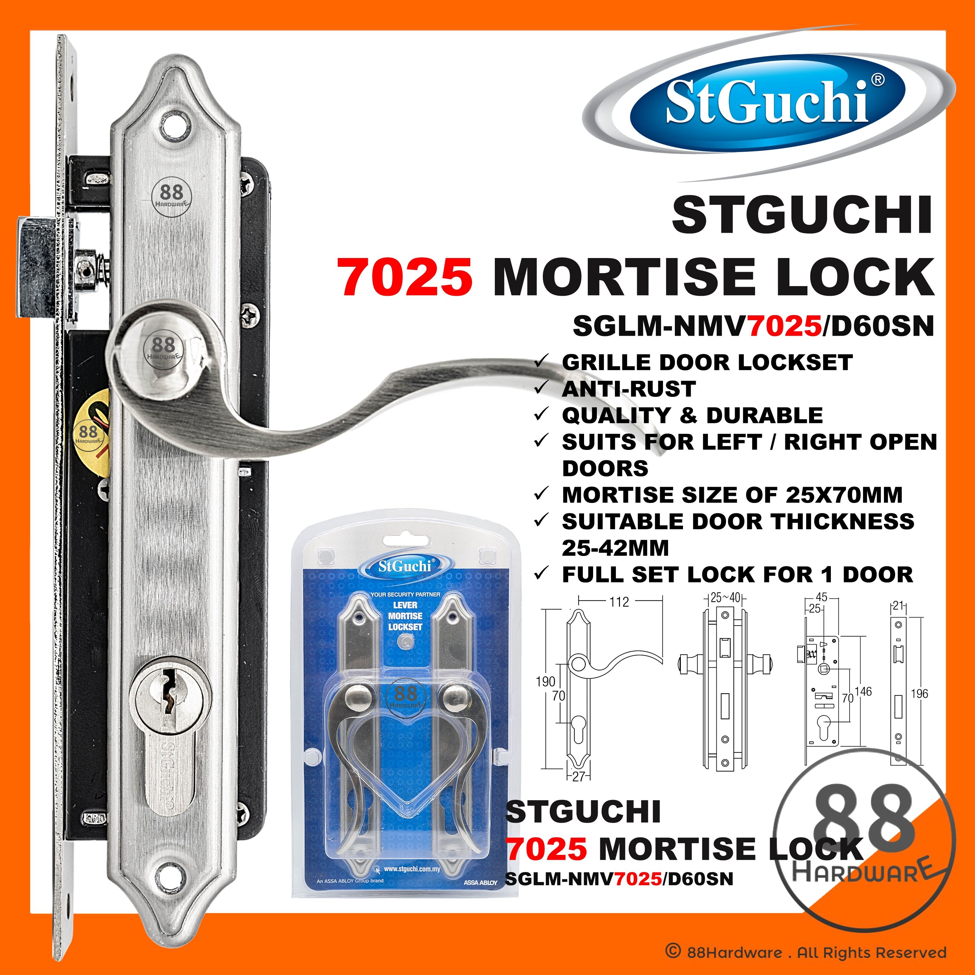 ST GUCHI 7025 mortise lock / grill lock grill door lock set door lock