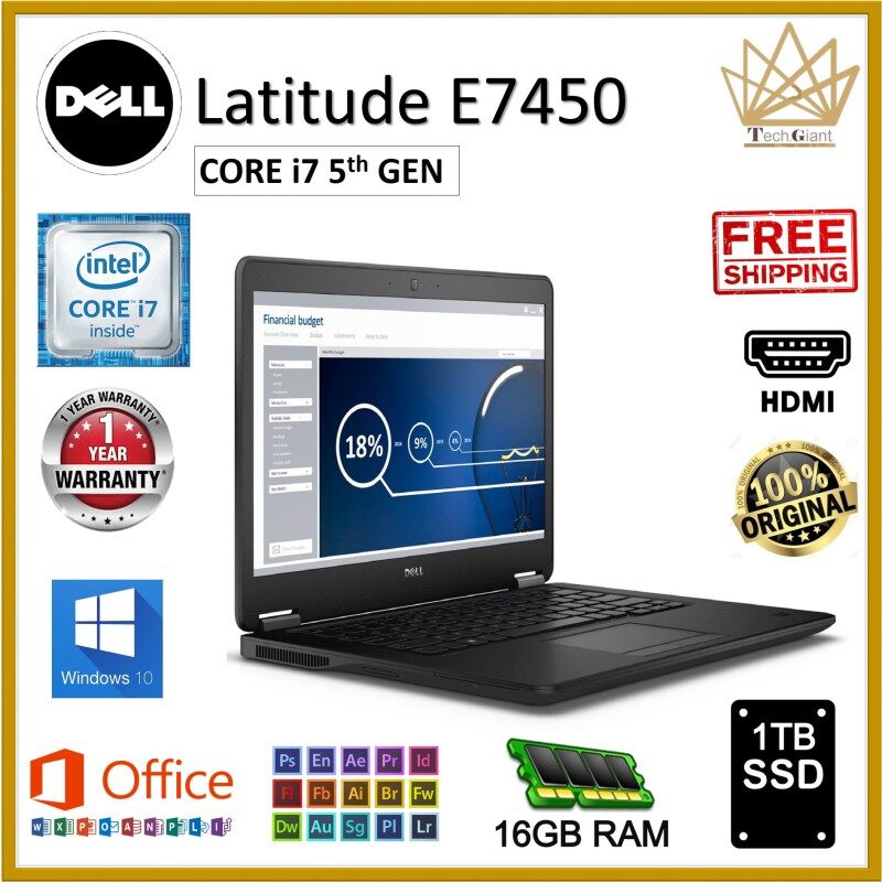 Dell Latitude E7450 CORE i7 5600U (5th GEN) 14 HD / 16GB RAM / 1TB SSD / 14 inches Screen / Windows 10 Pro / 1 YEAR WARRANTY / Refurbished NoteBook / CORE i7 Laptop Malaysia