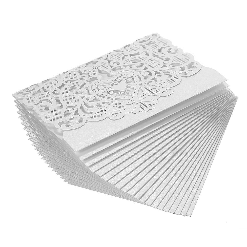 Wedding Invitation Card Cover Pearl Paper Laser Cut Hollow Heart Pattern Invitation Cards
