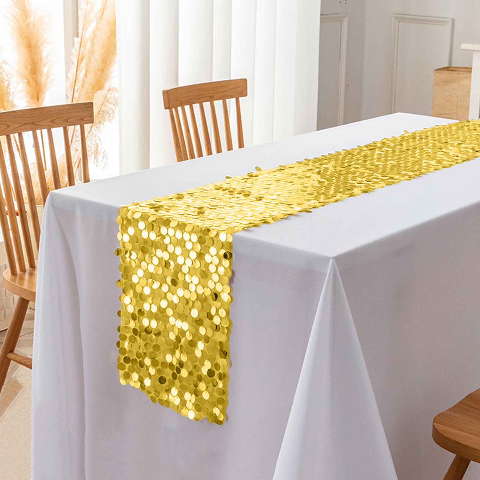 Table Runner Eye-catching Table Runner Shimmering Sequin Table Runner Long-lasting Vibrant Color Perfect Dining Table Decoration