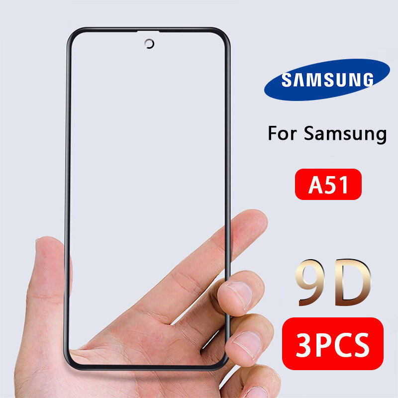 UCUC For Tempered Glass Film Samsung Galaxy A51 (3Pcs) Upgrade 9D Full Cover Anti-Bluelight Tempered Glass Screen Protector