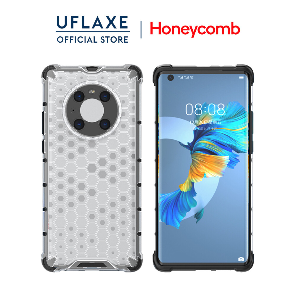 UFLAXE Honeycomb Shockproof Hard Case for Huawei Mate 40 / Mate 40 Pro Plus / Mate 30 / Mate 30 Pro Full Protection Clear Translucent Case Durable Back Cover anti-shock Protective Casing