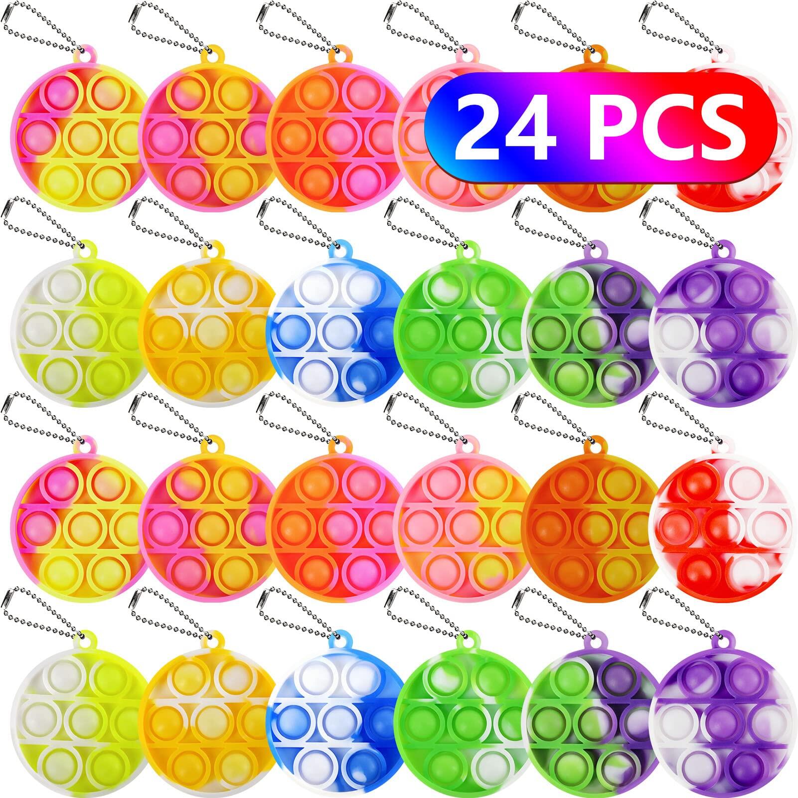 Pop Fidget Toys Bulk It Birthday Party Favors 24-piece pack for boys and girls ages 4-8 and 8-12 Mini bubble decompression keyring prizes Children's classroom Push Pops Its Poppers small student toys