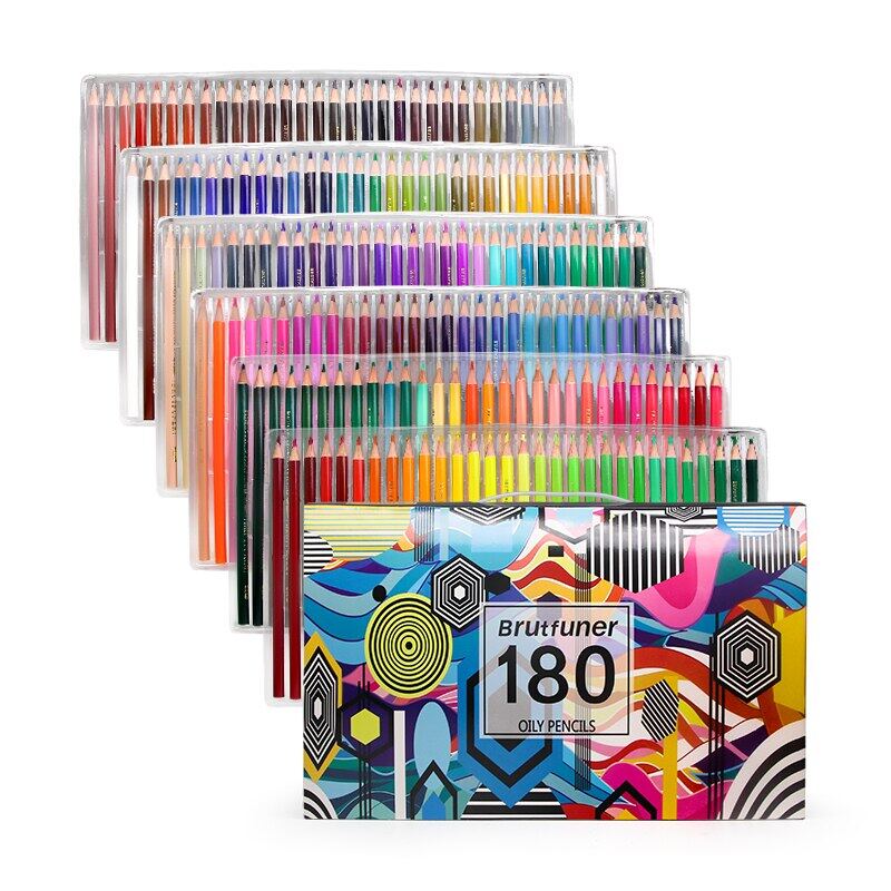 Brutfuner 180 Color Set Professional Wood Colored Pencils Set Oil HB