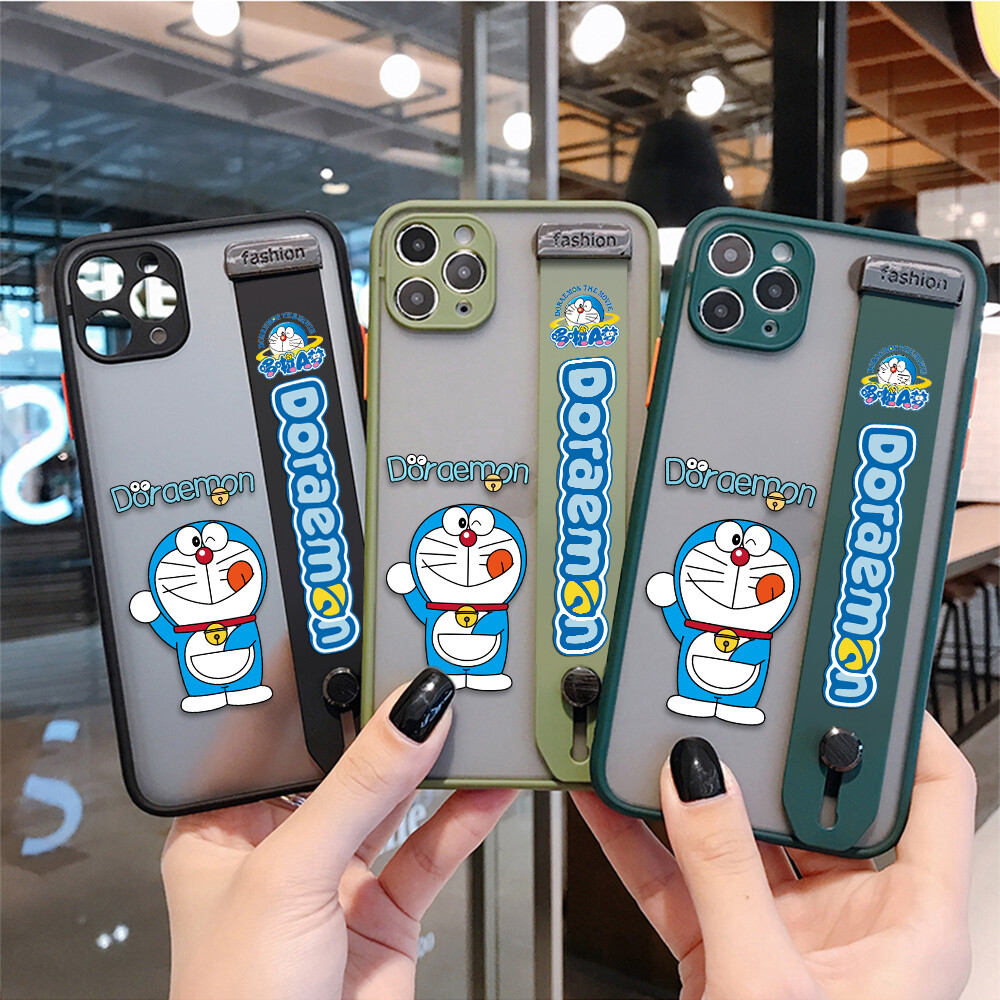 (With Wristband) Hontinga Casing Case For Xiaomi Redmi Note5 Note 5 Pro Case Shockproof Cartoon Doraemon Phone Case Soft Edge Full Lens Protection Camera Protector Back Cover Casing Hard Case For Boys For Grils