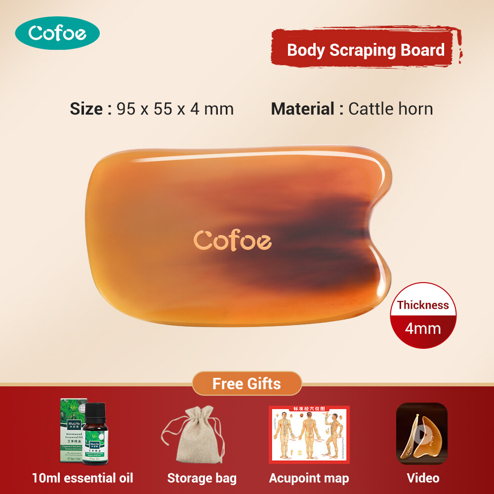 Cofoe Natural Horns Scraping Massage Board Facial Beauty Board Neck Leg Whole Body Massage