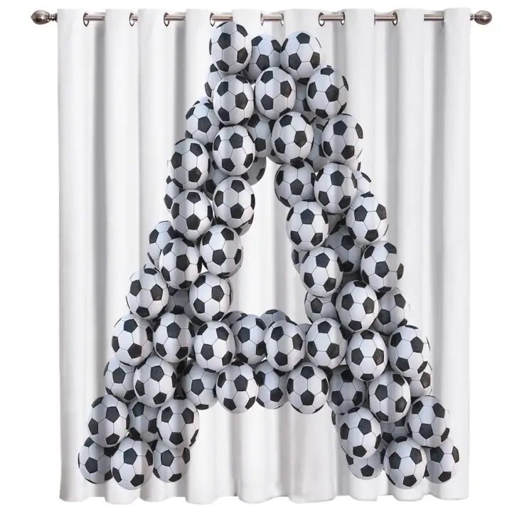 Letter A Shape Soccer Football Text Window Treatments Curtains
