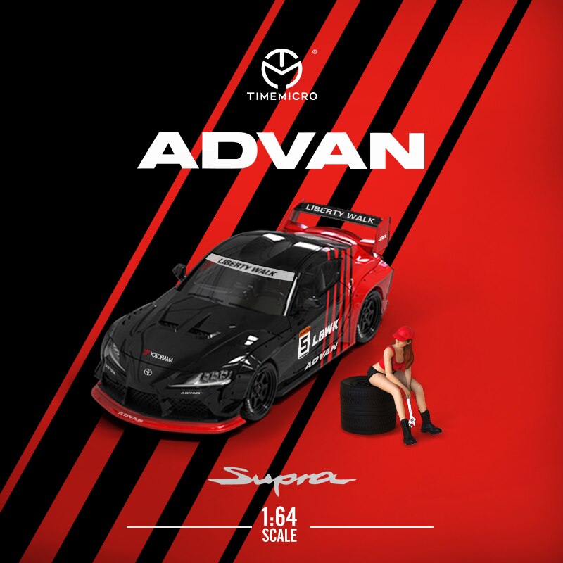 Time micro 1:64 toyota supra advan luxury with figure diecast model car