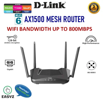 D-Link DIR-X1560 AX1500 Smart Wi-Fi 6 Wireless MU-MIMO And OFDMA Gigabit AX WiFi 6 Router