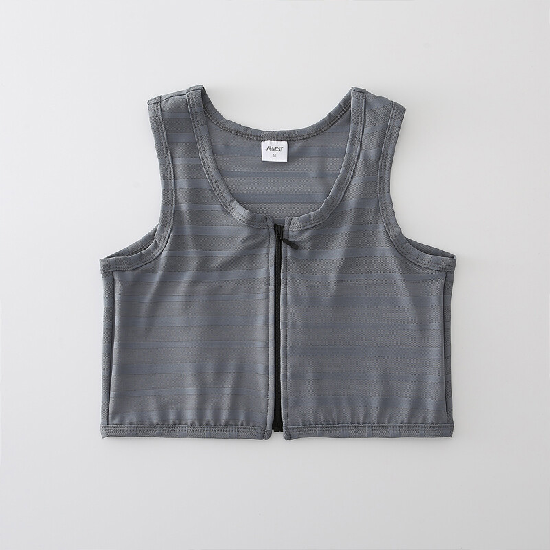 [Ready Stock] Bandage Chest Binder Front Zipper Breathable Breast Binder Crop Top S-6XL Available Les Underwear Tomboy Vest