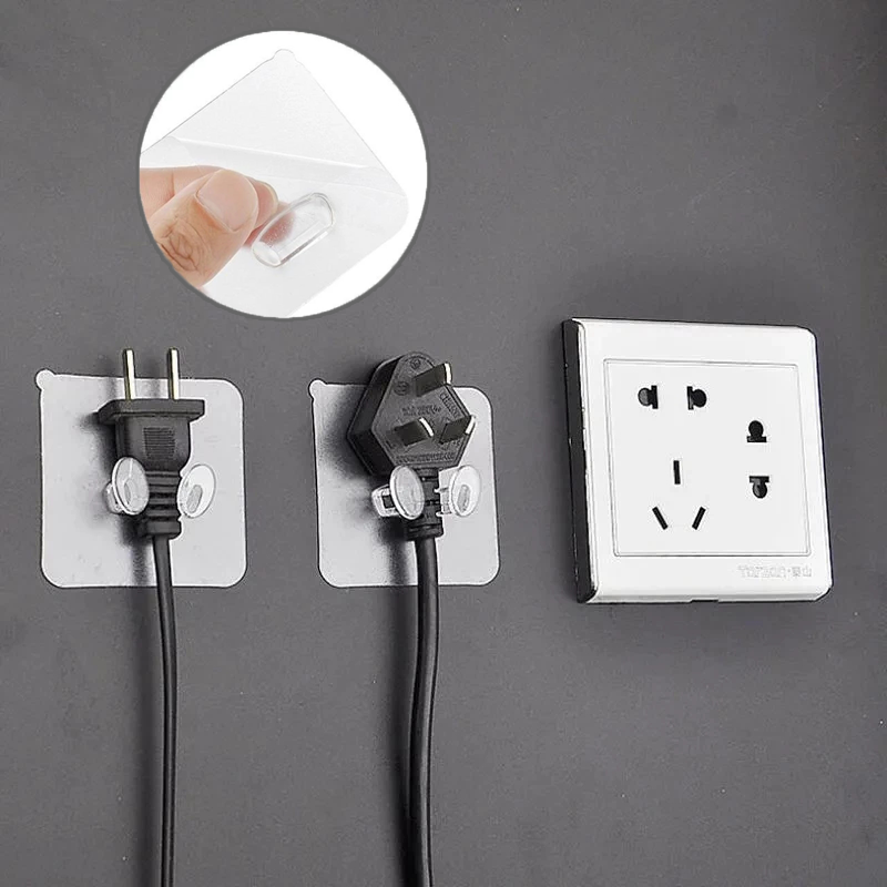 5pcs Clear Strong Plug Hooks Adhesive, Multi Purpose Transparent Plastic Pasting Hook, Use for Kitchen,Bathroom,Office