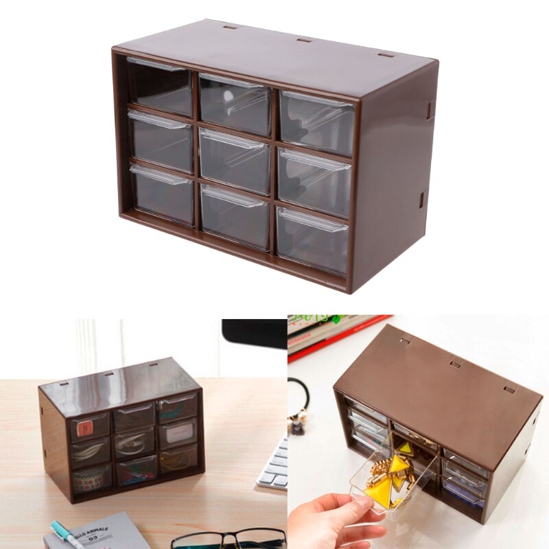 Tủ Đựng Đồ Bằng Nhựa 9 Ngăn Kéo Hộp Đựng Đồ Trang Điểm Để Bàn, Đồ Trang Sức Tổ Chức