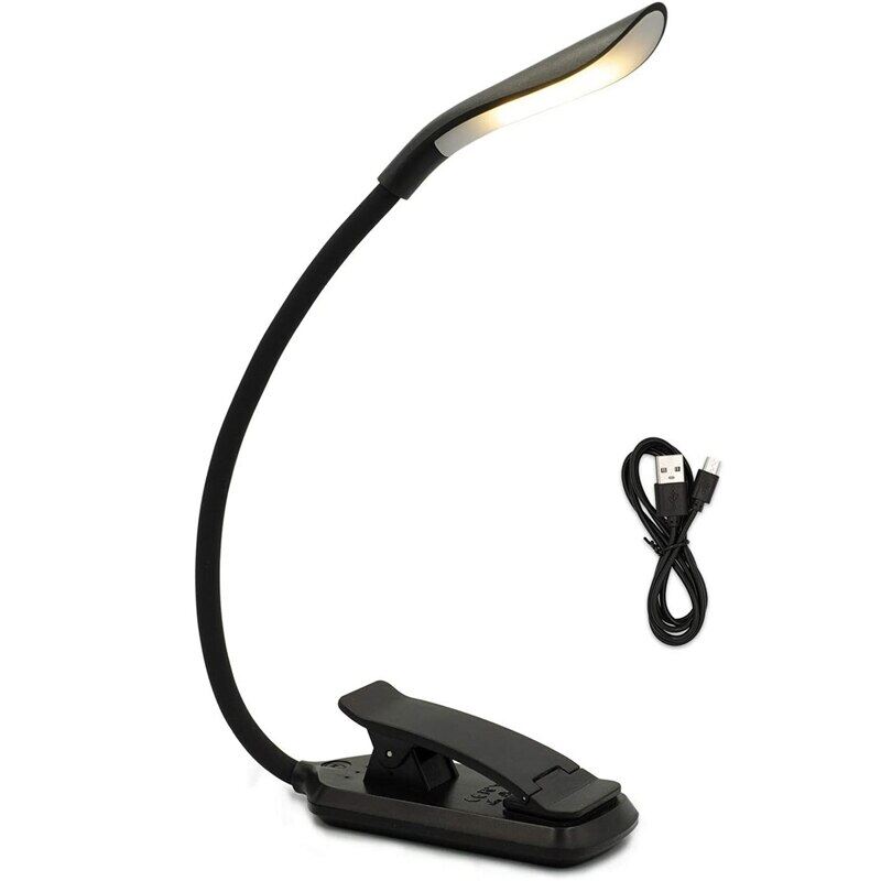 USB Rechargeable Clip-On Book Light 3 Color Book Lamp Adjustable Brightness Reading Lamp For Kids Sleep Aid Lights For Kindle