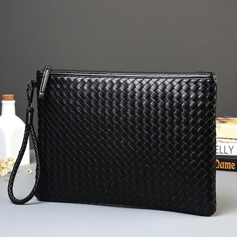 New Hot Sale fashion hand woven black Men hand capture Bag designer Practical men's hand riefcase good file packet Clutch bag men's wallet handle bag Waterproof wallet for men