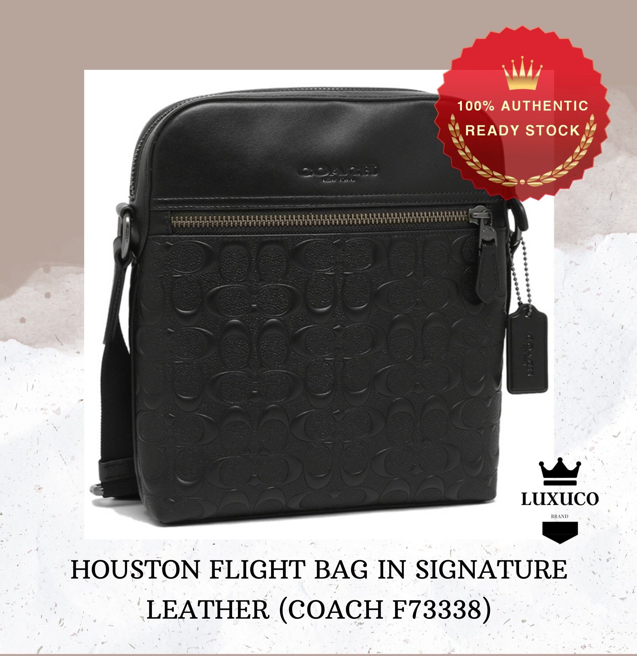 houston flight bag in signature leather