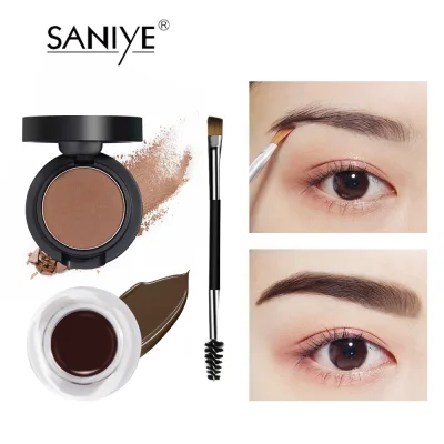 SANIYE 2In1 Waterproof Eyebrow Gel & Powder With Brush Set Eyebrow Enhancers Cosmetic M250