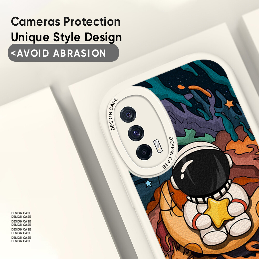 Jizetin Leather Casing For Xiaomi Redmi Note 7 Note 7 Pro Note 8 Note 8 Pro Handphone Casing Slim Skin Feeling Cartoon Astronaut Leather Back Casing Soft Silicone PU Leather Cover Phone Case