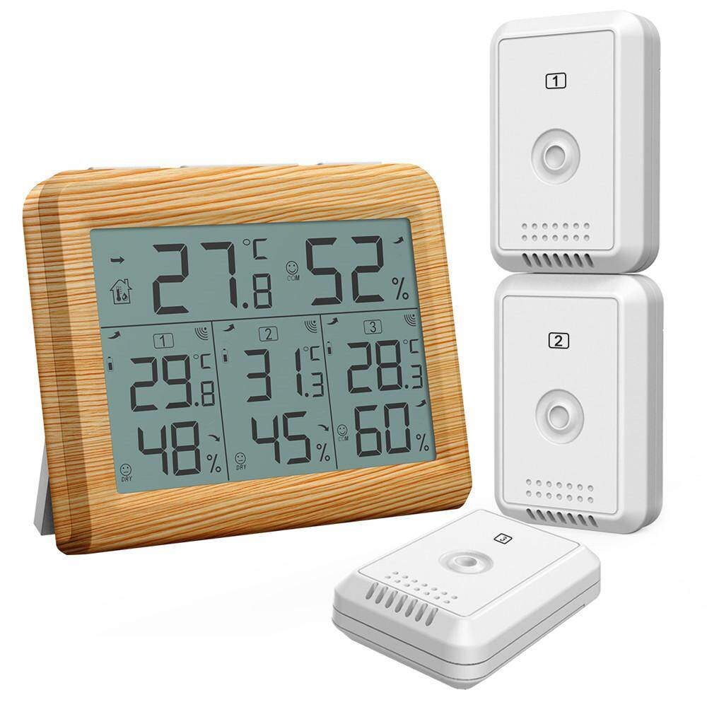 Nhiệt Kế Phòng Ngoài Trời Trong Nhà Brifit Với 3 Cảm Biến Không Dây Máy Đo Độ Ẩm Kỹ Thuật Số Nhiệt Kế Máy Đo Độ Ẩm Nhiệt Độ Đồng Hồ Đo Nhiệt Kế Không Dây Có Đèn Nền LCD, Dành Cho Phòng Ngủ Văn Phòng Tại Nhà