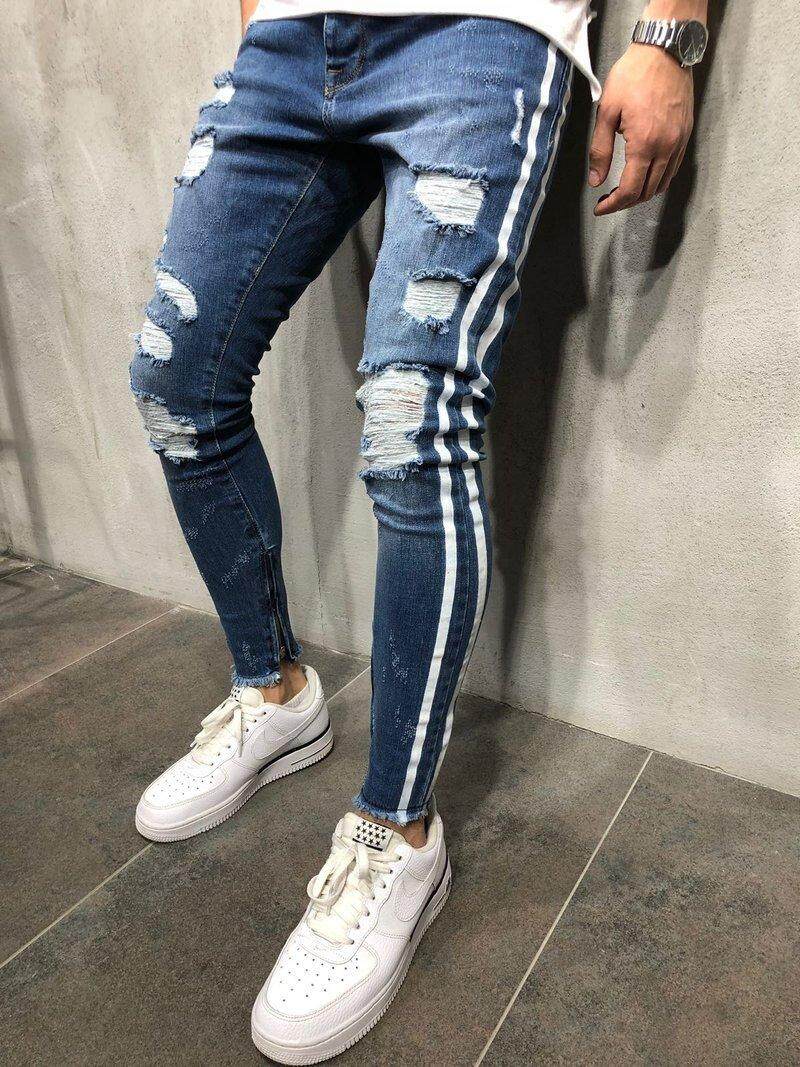 denim jeans with side stripe