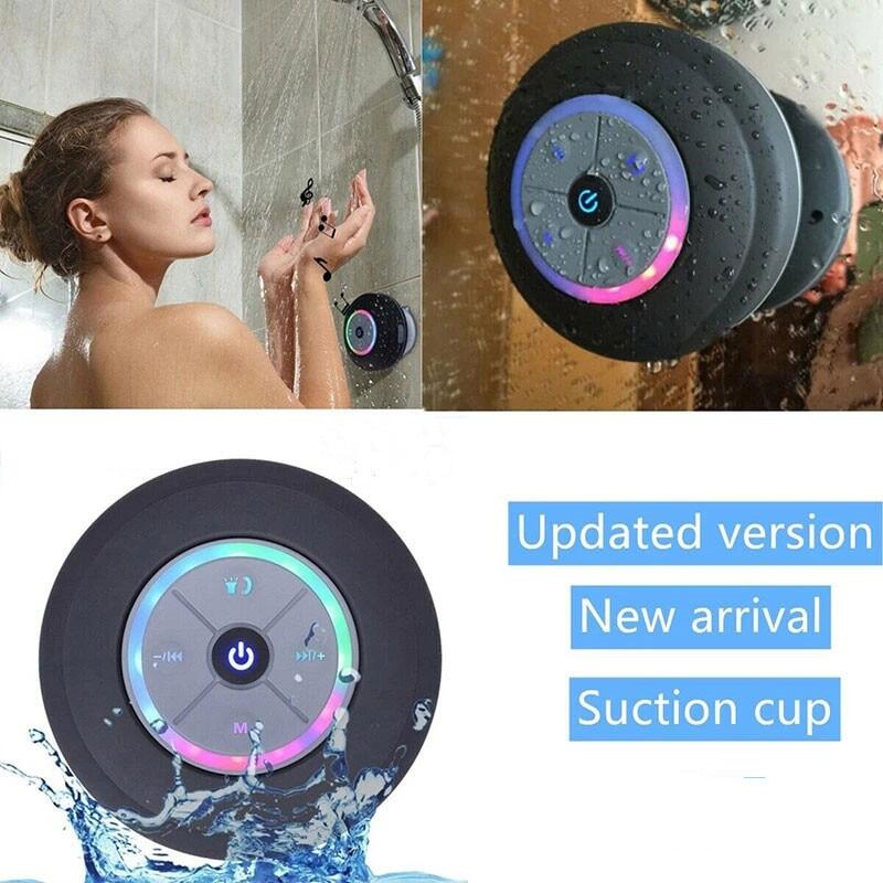 Shower Speaker Bluetooth Waterproof Water Resistant Hands-Free Portable Wireless Mini Built-In Microphone Solid Suction Cup