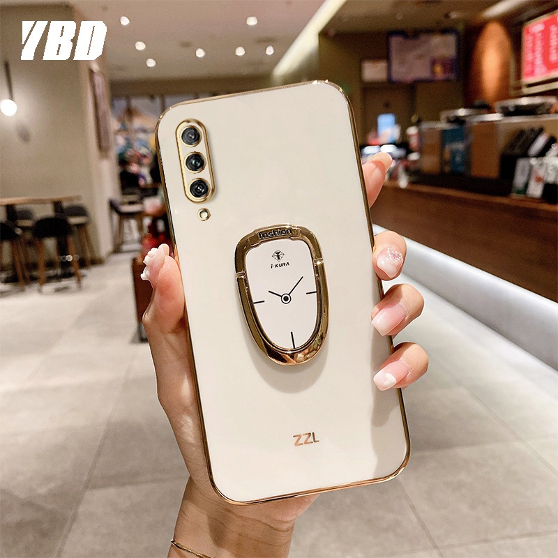 YBD Soft Phone Case For Huawei Y9S Plating Casing y9s Precise camera protection with Free Clock Ring
