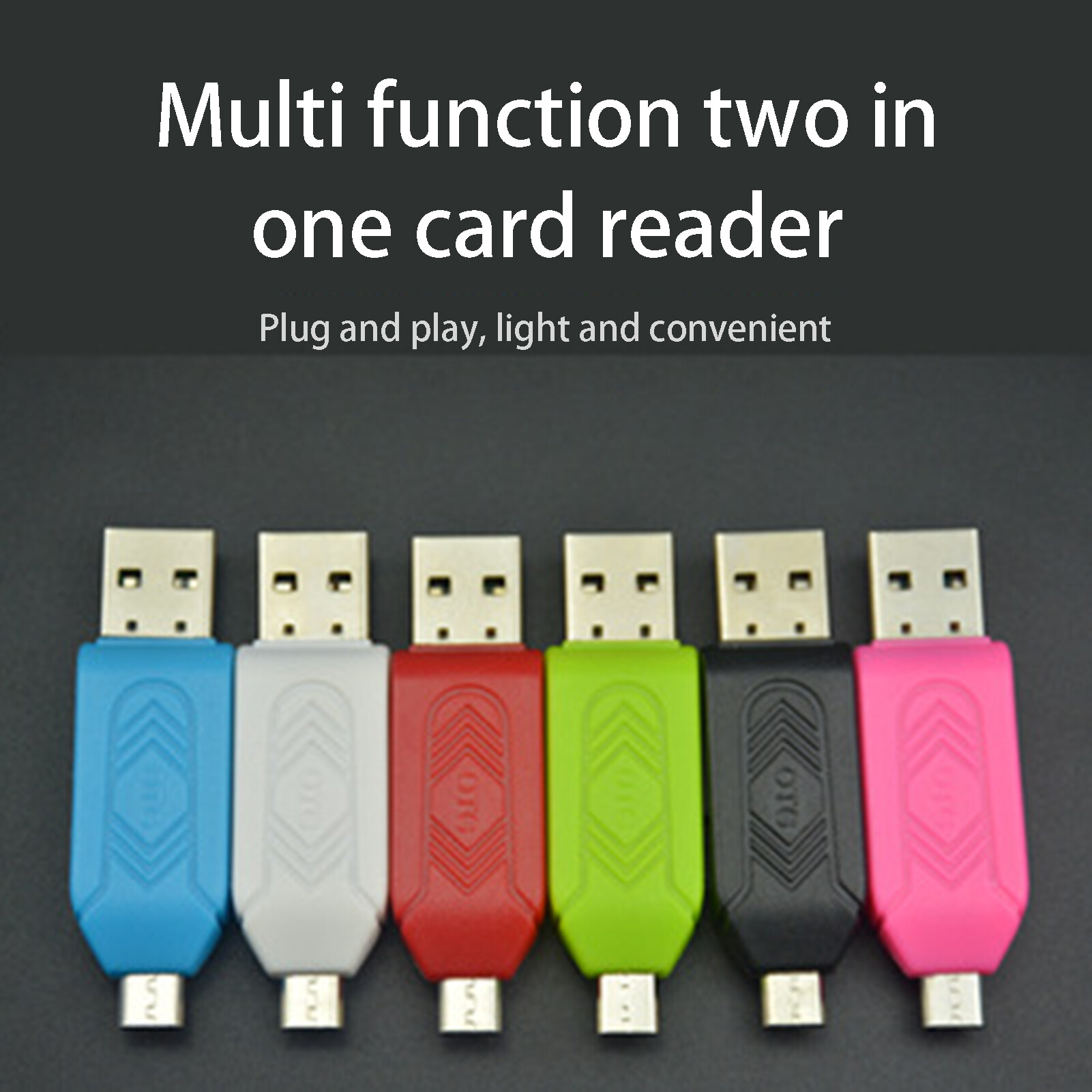 2 in 1 Plug Play High Speed Computer Card Reader USB 2.0 SD-Card TF Flash OTG Card Reader Computer Accessories Computer Card Reader