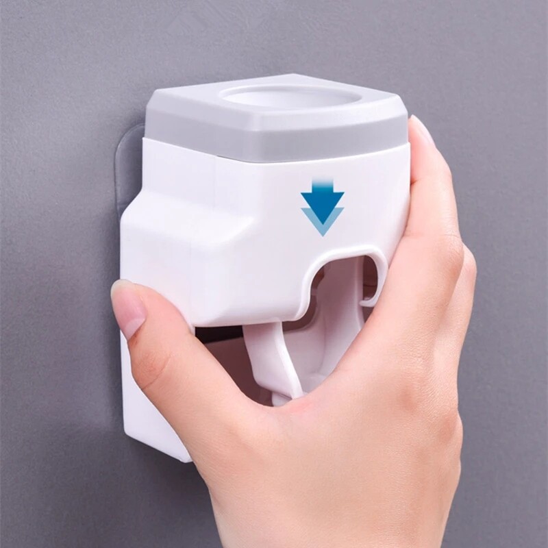 Polocat Wall Mount Tự Động Kem Đánh Răng Dispenser Phụ Kiện Phòng Tắm Không Thấm Nước Lười Biếng Kem Đánh Răng Bàn Chải Đánh Răng Ép
