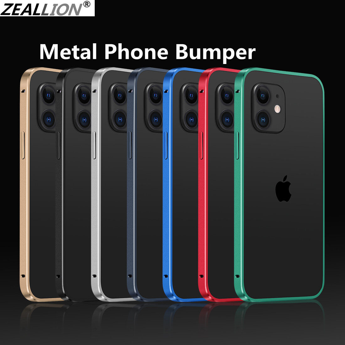 Zeallion Metal Bumper Shockproof Case for [iPhone 12 13 Mini 14 15 Plus Pro Max] Phone Frame Cover Protector Ultra Thin Luxury