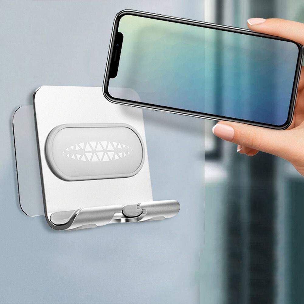 FANTAISY Creative Metal Wall Mounted Suction Cup Adjustable for Bathroom Bedroom Kitchen Mobile Phone Holder Cellphone Stand Smartphone Stand Cell Phone Holder