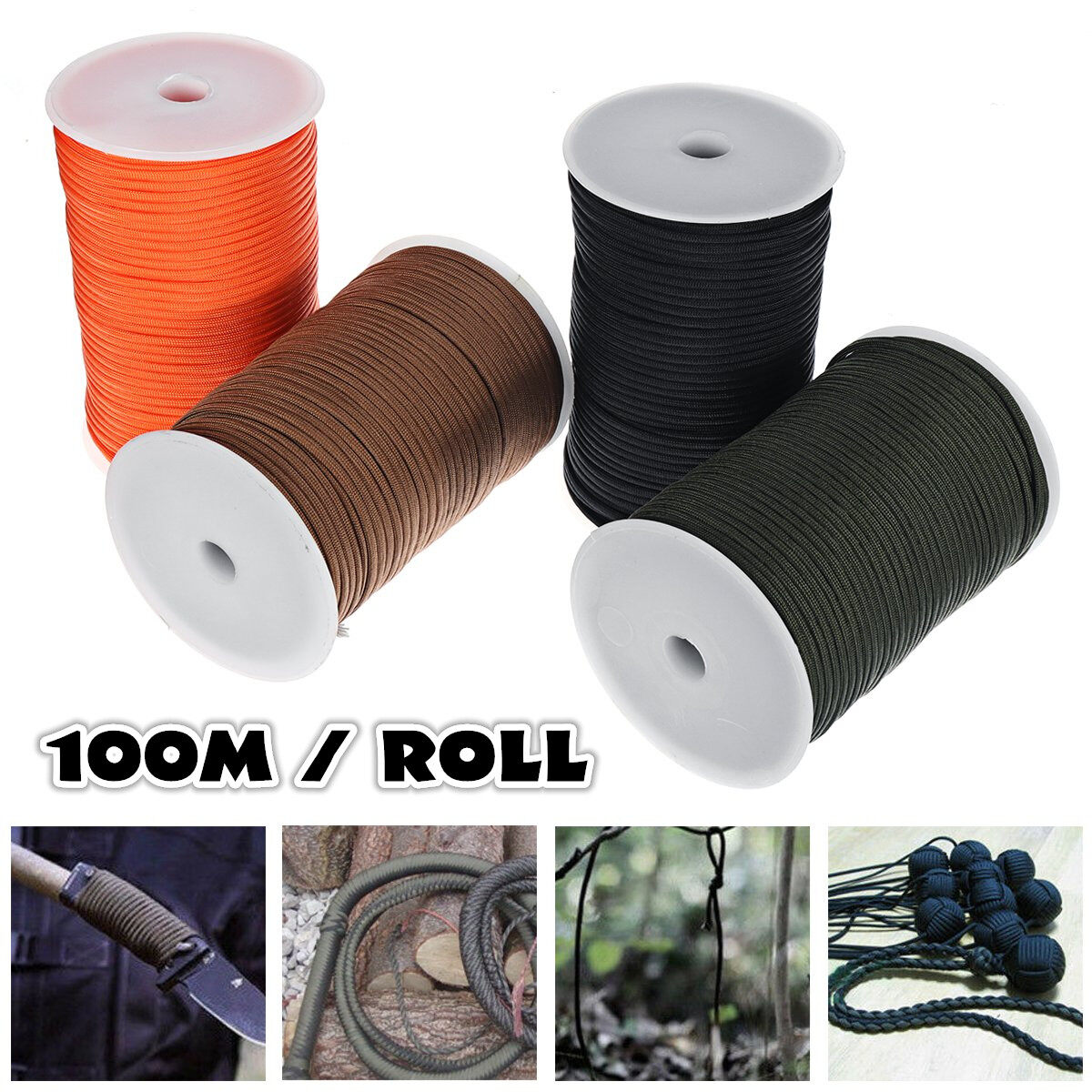 Paracord Rope 100m Climbing Cord Outdoor Camping Ropes Nylon String