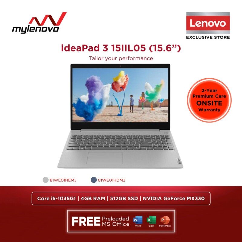 Lenovo IdeaPad 3 15IIL05 Intel Core i5-1035G1 4GB 512GB NVIDIA MX330 Malaysia