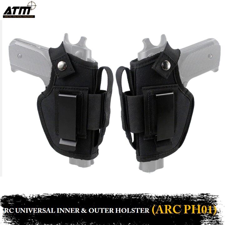 Universal Pistol Holster With Retention Strap - CCW Hook & Loop Holster For Vehicle & Backpack