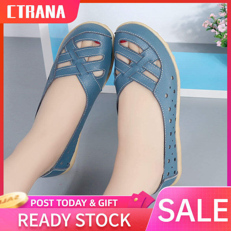 Ctrana Women's Shoes Flat White Shoes Soft Sole Casual Boat Shoes Korean Style Doll Shoes for Women Slip on Loafers for Women Shoes Plus Size 44 ราคา 612 บาท*ส่งฟรี