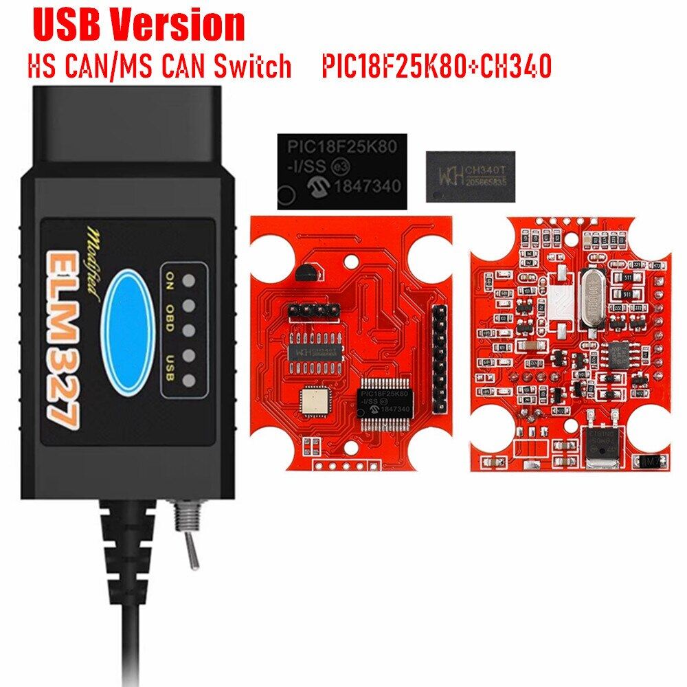 HS-CAN/MS-CAN ELM327 V1.5 Switch PIC18F25K80 Chip Support BT/WIFI ELM ...