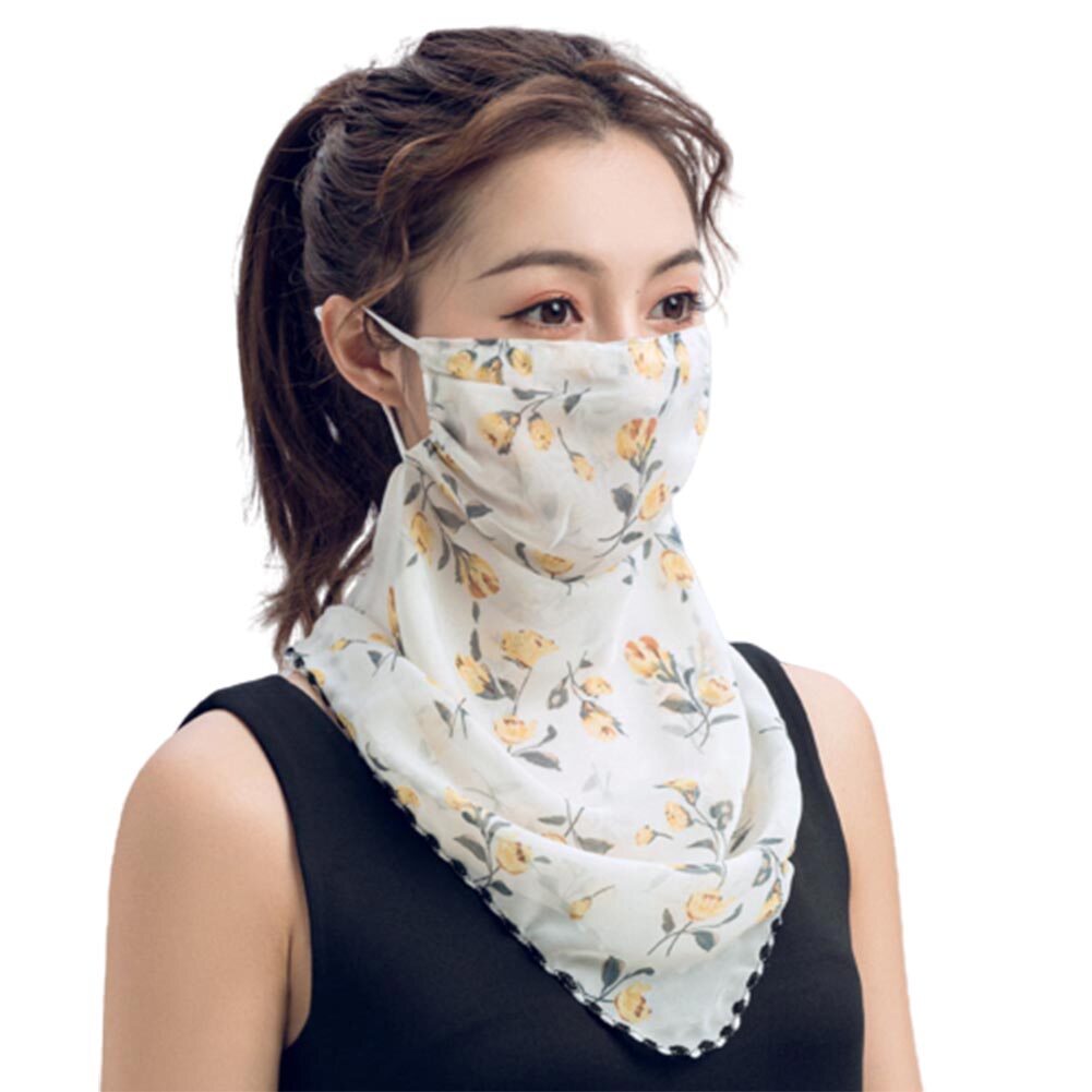 Rose Flower Women Summer Chiffon Anti-UV Thin Veil Scarf Neck Face Cover Shawl