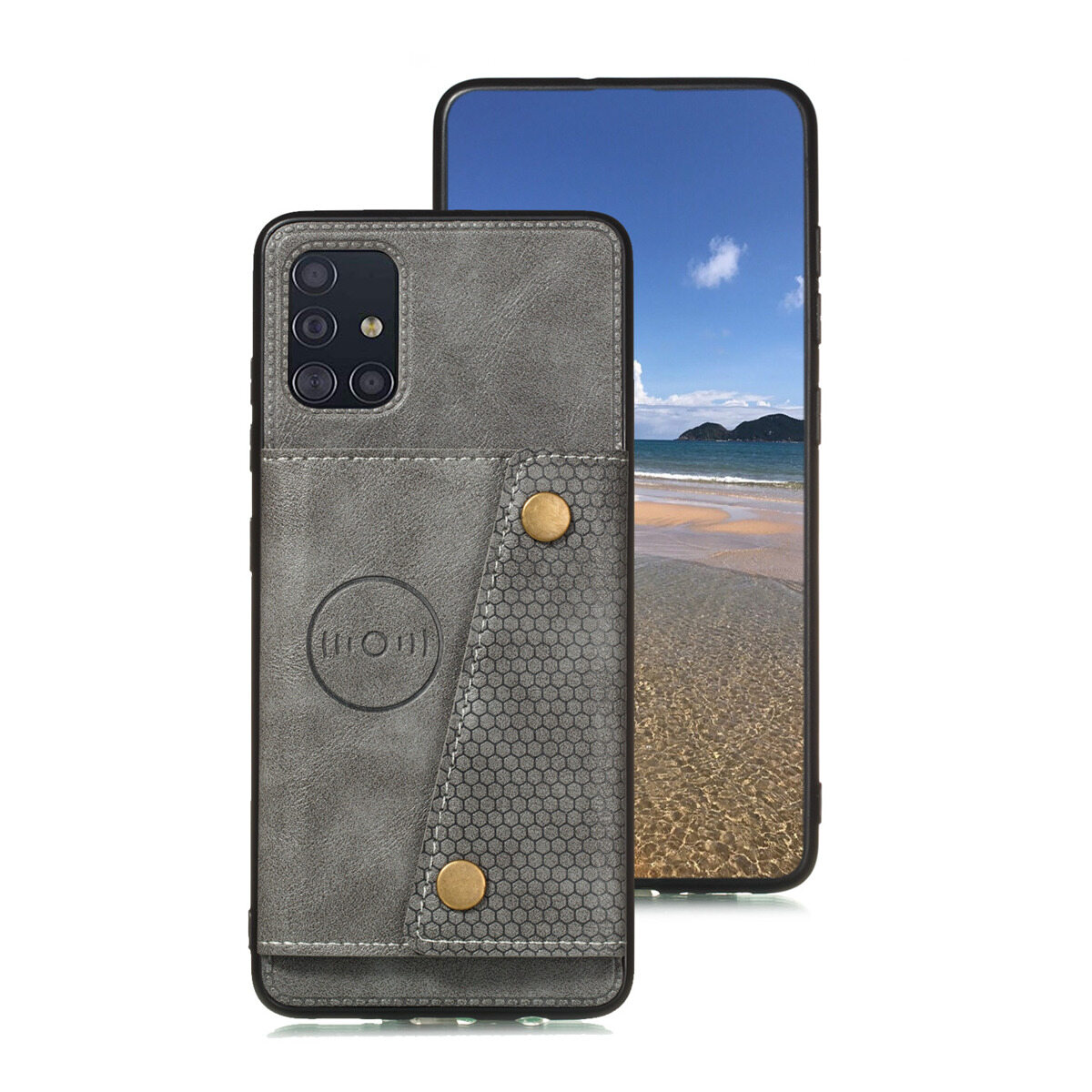 Cho Samsung A31 da trường hợp nhiều Folio lật Bìa Wallet trở lại trường hợp vỏ, có thể làm việc với gắn trên xe hơi, ẩn thẻ tín dụng ID khe giữ, retro nút kim loại clasp, đứng hỗ trợ